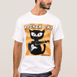 ROCK n ROLL Black Cartoon Cat Rocker T-shirt