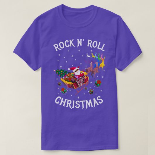 ROCK N ROLL CHRISTMAS Black T-shirt (Design voorkant)