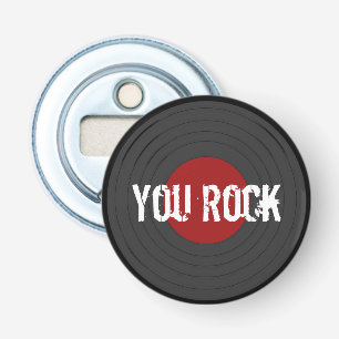 Rock N Roll Classic Round Custom Button Flesopener