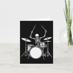 Rock N Roll Drummer Skelet Speelt Drums Kaart