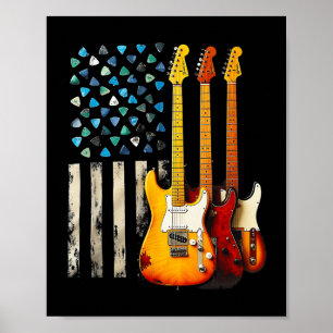 Rock N Roll Elektrische Gitaar Retro Usa Amerikaan Poster
