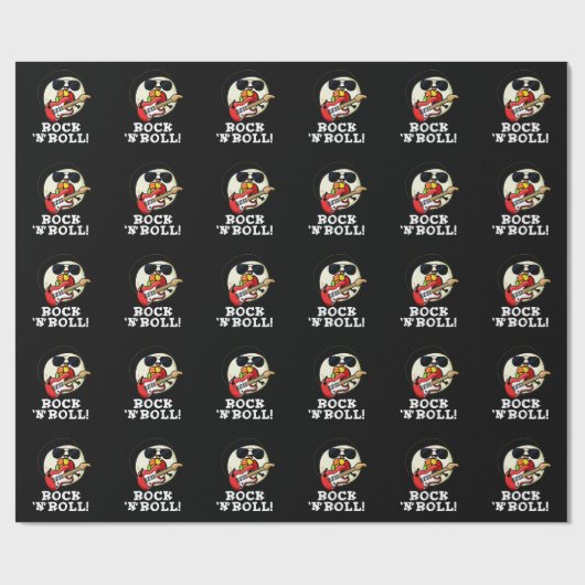 Rock n Roll Funny Sushi Roll Pun Dark BG Cadeaupapier (Vlak)