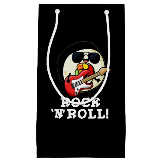 Rock n Roll Funny Sushi Roll Pun Dark BG Klein Cadeauzakje (Voorkant)