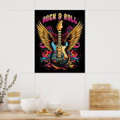 Rock n Roll gitaar vleugels Poster (Keuken)
