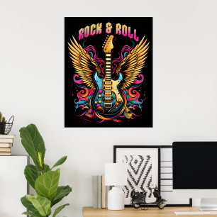 Rock n Roll gitaar vleugels Poster