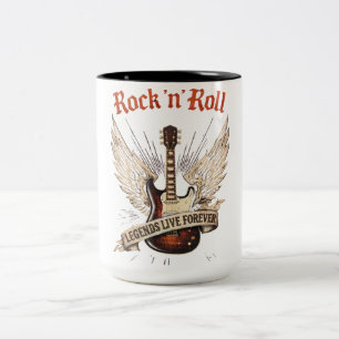 Rock n roll gitaarlegendes leven voor altijd koffi tweekleurige koffiemok