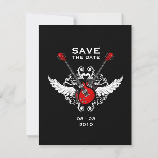 Rock-'n-roll gitaren opslaan van de datum save the date (Voorkant)
