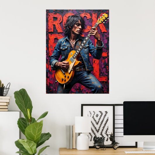 Rock-'n-roll gitarist poster (Thuiskantoor)