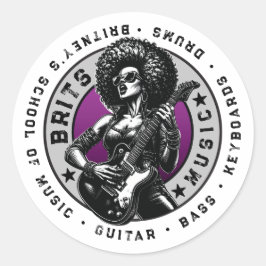 Rock 'n' Roll Graphic - Vrouw Music School Design Ronde Sticker