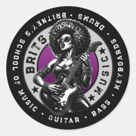 Rock 'n' Roll Graphic - Vrouw Music School Design Ronde Sticker
