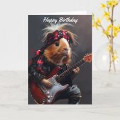 Rock n Roll Guinee Pig Verjaardag Kaart (Gele Bloem)