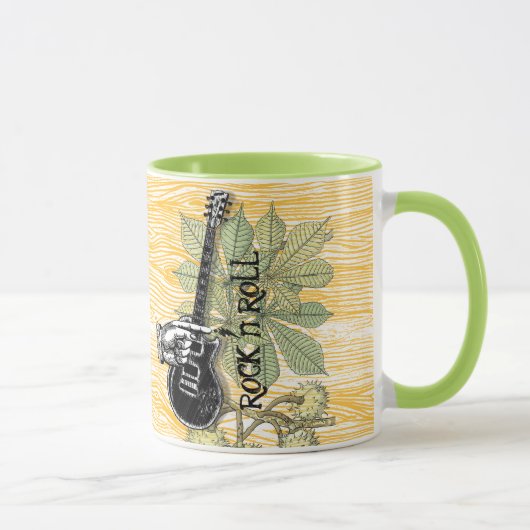 Rock n Roll Guitar Barnwood Typography Retro Hand Mok (Rechts)