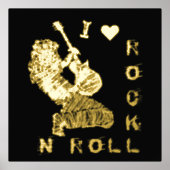 Rock N Roll Guitarist Black Gold Foil Prints (Voorkant)