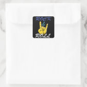Rock N Roll Handteken Vierkante Sticker (Tas)