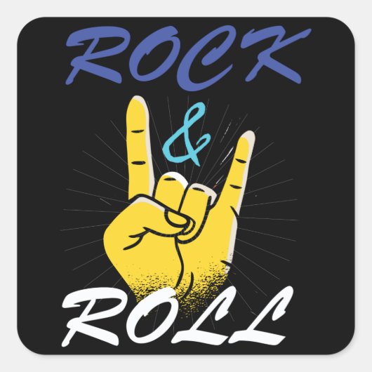Rock N Roll Handteken Vierkante Sticker (Voorkant)