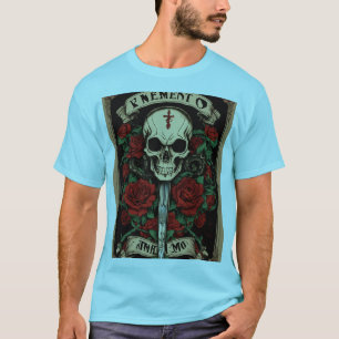 Rock 'n' Roll Inferno: Skull & Flames Banner T-shi T-shirt