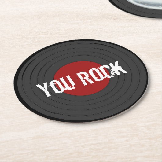 Rock N Roll JE ROCK Ronde Kartonnen Onderzetter (Gebogen)