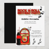 Rock n' Roll Jukebox Birthday Party Kaart (Voorkant / Achterkant)