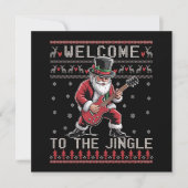 Rock n Roll Kerst Rocker Kerstman Hulp Ugly Christ Feestdagenkaart (Voorkant)