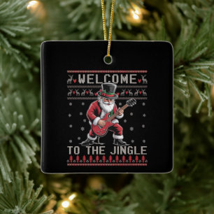 Rock n Roll Kerst Rocker Kerstman Lelijke Kerst  Keramisch Ornament