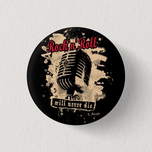Rock-n-Roll Microphone - red Ronde Button 3,2 Cm (Voorkant)