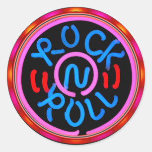 Rock n Roll Music Neon Sign Ronde Sticker