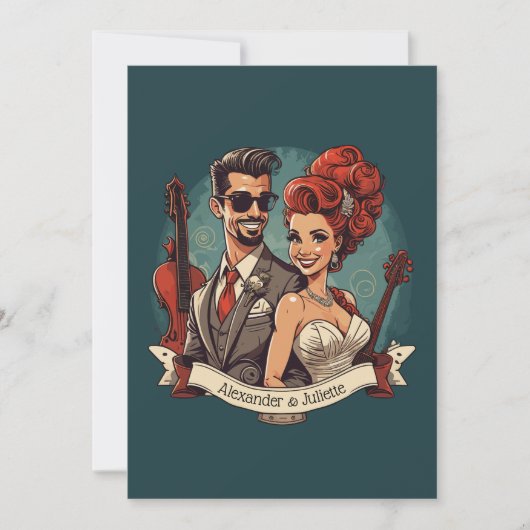 Rock n roll paar bruiloft kaart (Voorkant)