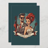 Rock n roll paar bruiloft kaart (Voorkant / Achterkant)