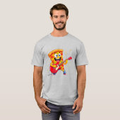 **Rock ’n’ Roll Pizza – Funny Guitar-Playing Slice T-shirt (Voorkant volledig)