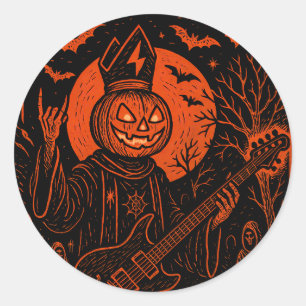 Rock ’N Roll Pompoen Gitaar Sticker