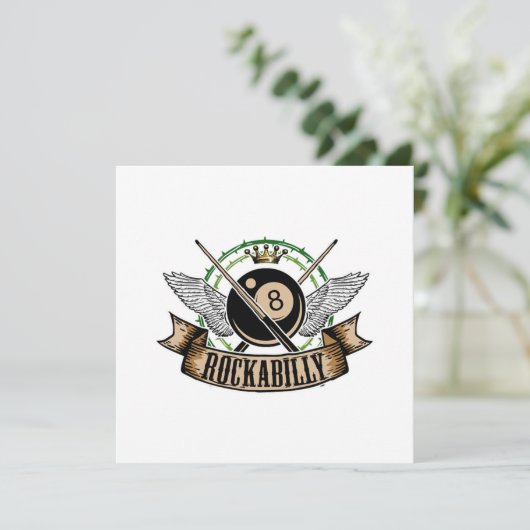 Rock n Roll Pool Billiards 8 Ball Rockabilly Kaart (Staand voorkant)
