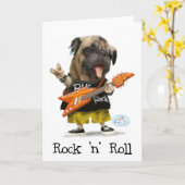 Rock N Roll Pug Wenskaarten Kaart (Gele Bloem)