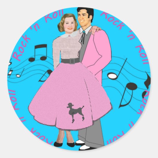 Rock ' n Roll Ronde Sticker (Voorkant)