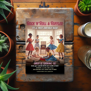 Rock 'n' Roll Ruffles 1950s Verjaardagsfeestje Briefkaart