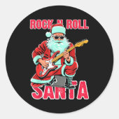 Rock N Roll Santa Playing Guitar Christmas Ronde Sticker (Voorkant)