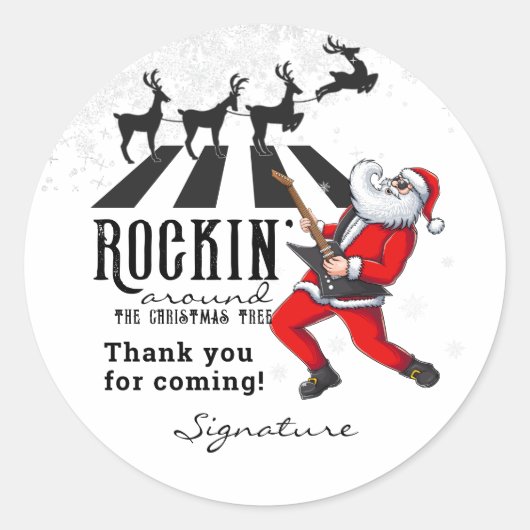 Rock N Roll Santa Rockin' Verjaardag Kerstfeest Ronde Sticker (Voorkant)