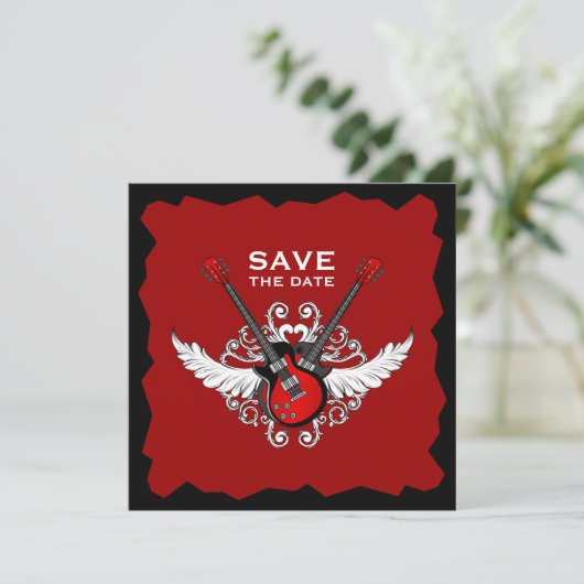 Rock 'n' Roll Save the Date uitnodiging (Staand voorkant)