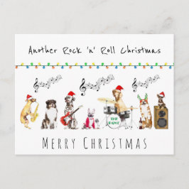 Rock n roll, schattige muzikale hondenband, kerst briefkaart