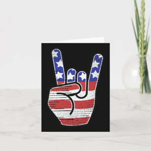 Rock N Roll Shirt USA Flag Horns Sign Retro Concer Kaart