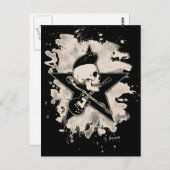 Rock-n-Roll Skull - bleached Briefkaart (Voorkant / Achterkant)