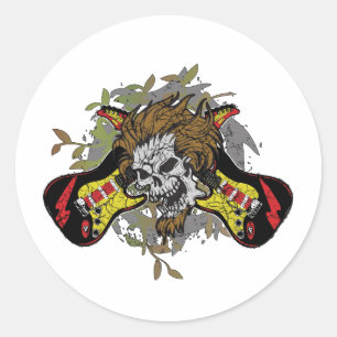 Rock n Roll Skull Ronde Sticker