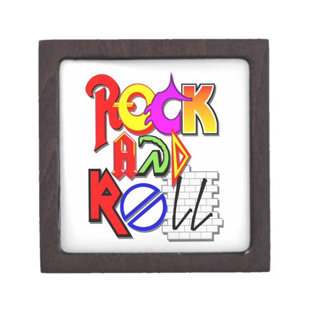 Rock-'n-Roll-thema-opbergdoos Premium Opbergdoosje (Voorkant)