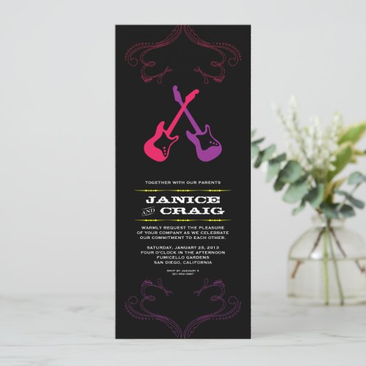 Rock 'n' Roll Trouwgitaren (meerkleurig) Kaart (Staand voorkant)