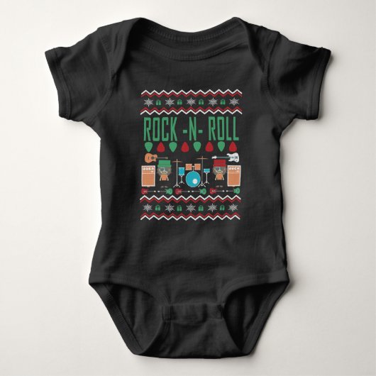 Rock n Roll Ugly KerstSweater Romper (Voorkant)