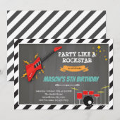 Rock n roll verjaardagsthemafeest kaart (Voorkant / Achterkant)