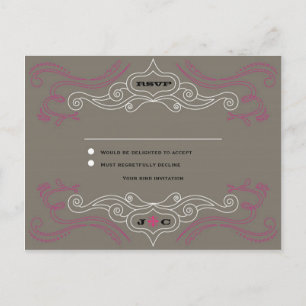 Rock 'n' Roll Wedding Poster (Pewter / Zwart) RSVP Uitnodiging Briefkaart