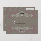 Rock 'n' Roll Wedding Poster (Pewter / Zwart) RSVP Uitnodiging Briefkaart (Voorkant / Achterkant)