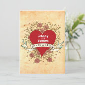 Rock n Roll Wedding (Rozen) Kaart (Staand voorkant)