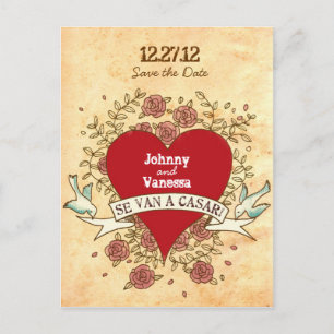 Rock 'n' Roll Wedding (Spaans) Save the Date Aankondigingskaart