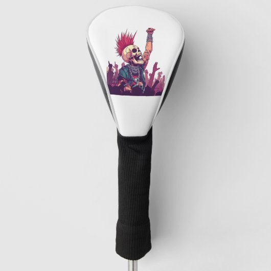 Rock N� Skull � Grappige Punk Skeleton-concert Golfheadcover (Voorkant)